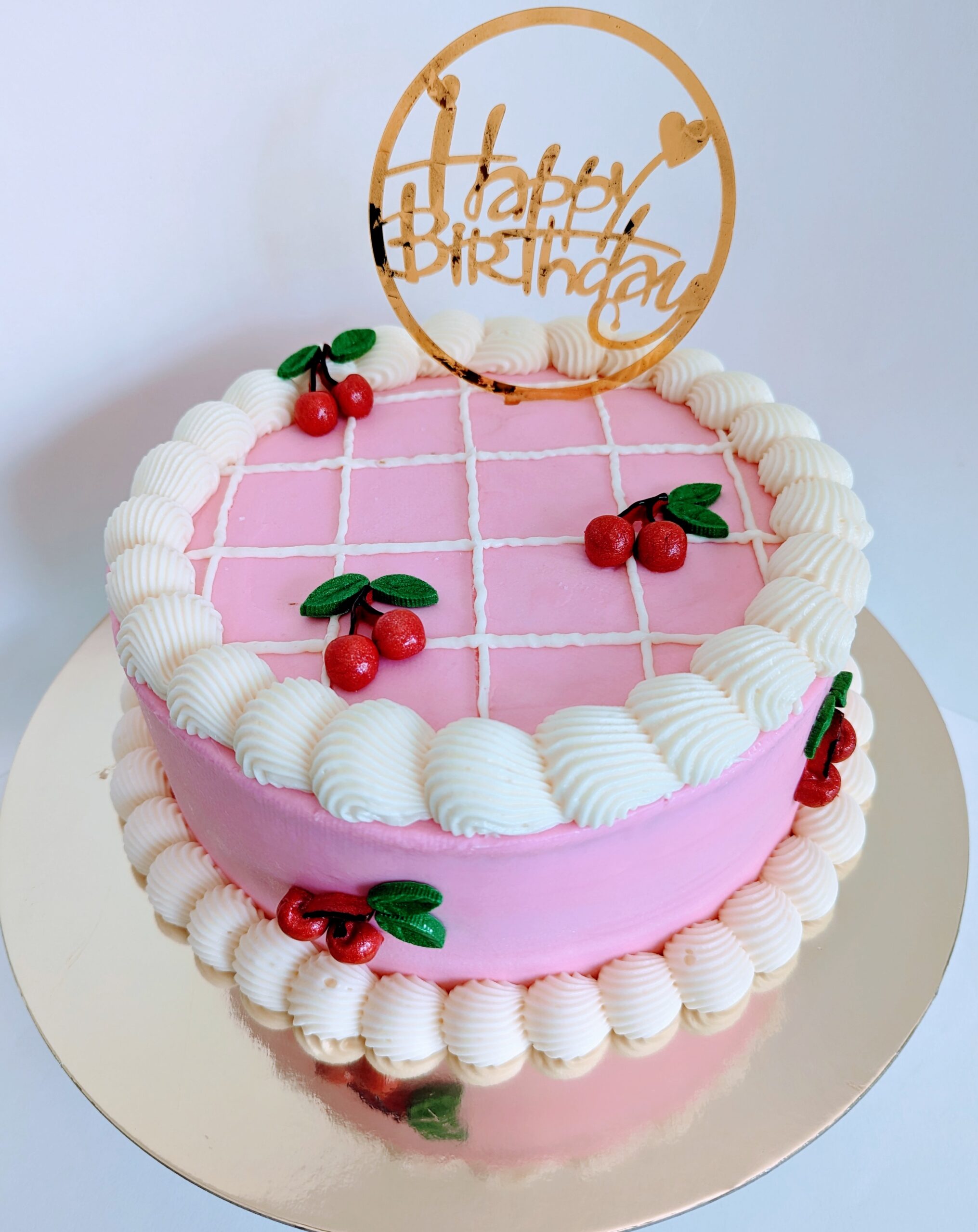 Happy Birthday Cake with Cherries
